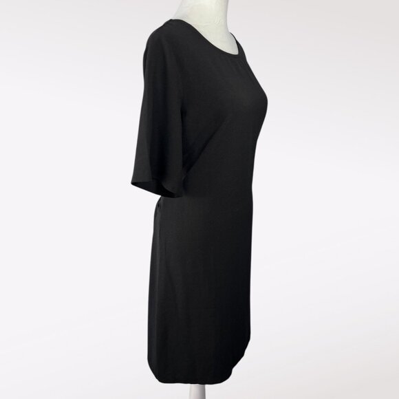 Chelsea28 Black Belted Midi Dress Short Sleeve Size Medium - Picture 7 of 9